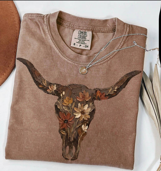 Lone Star Longhorn Fall Western Graphic Tee Espresso