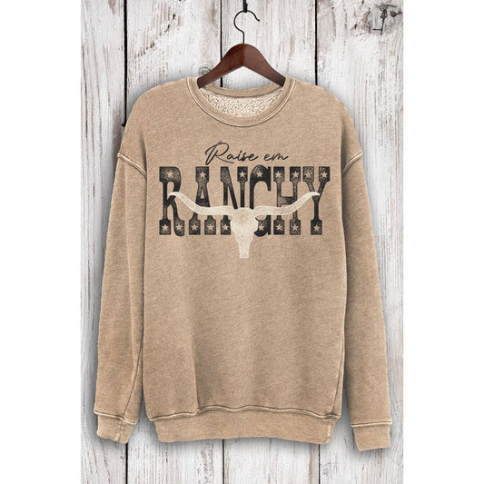 RANCHY COW SKULL MINERAL SWEATSHIRTS
