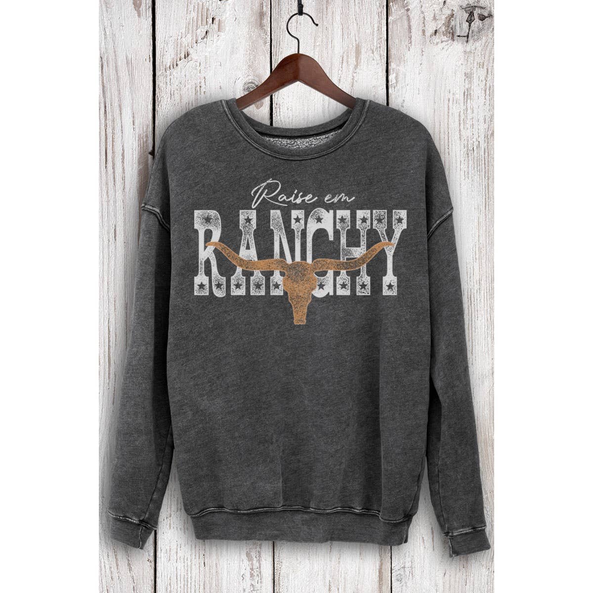 RANCHY COW SKULL MINERAL SWEATSHIRTS