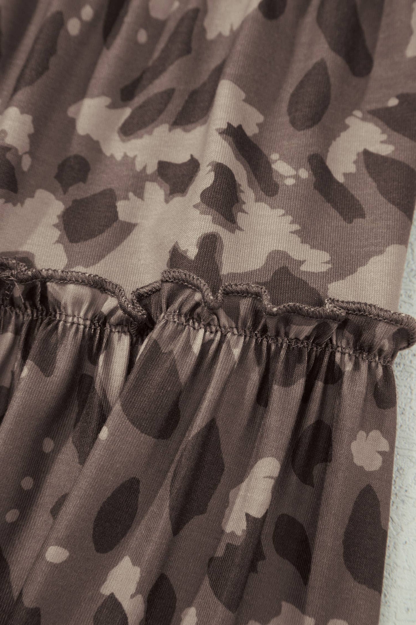 Western Leopard/camo Print Frilled Detail Drawstring Pants