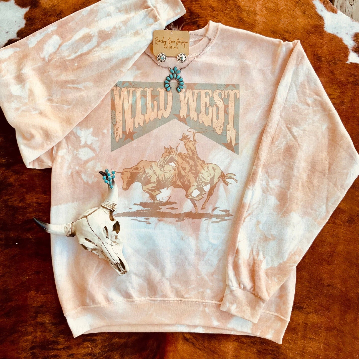 Wild West Cowboy Distressed Western Sweatshirt