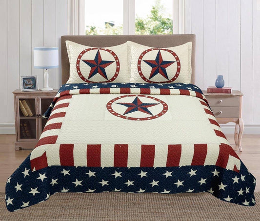 American Flag 3pc Bedspread Quilt