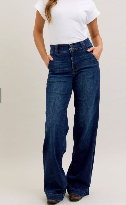 Judy Blue High Waist Wide Leg Long 35 inch Inseam Trouser