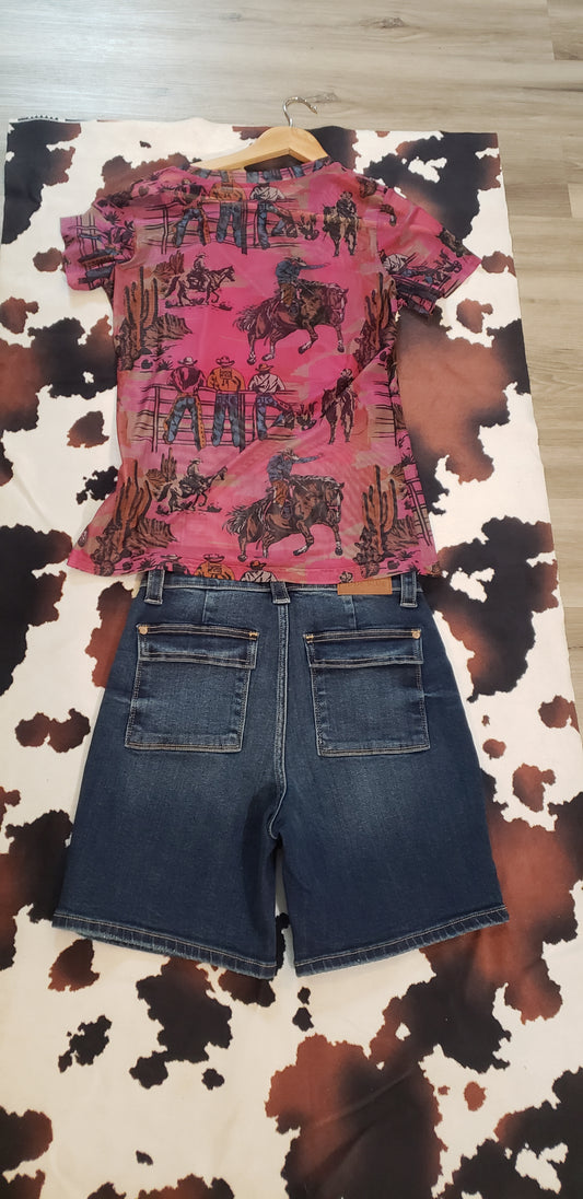 Judy Blue Jean Shorts with Back Flap Pocket  High Waist