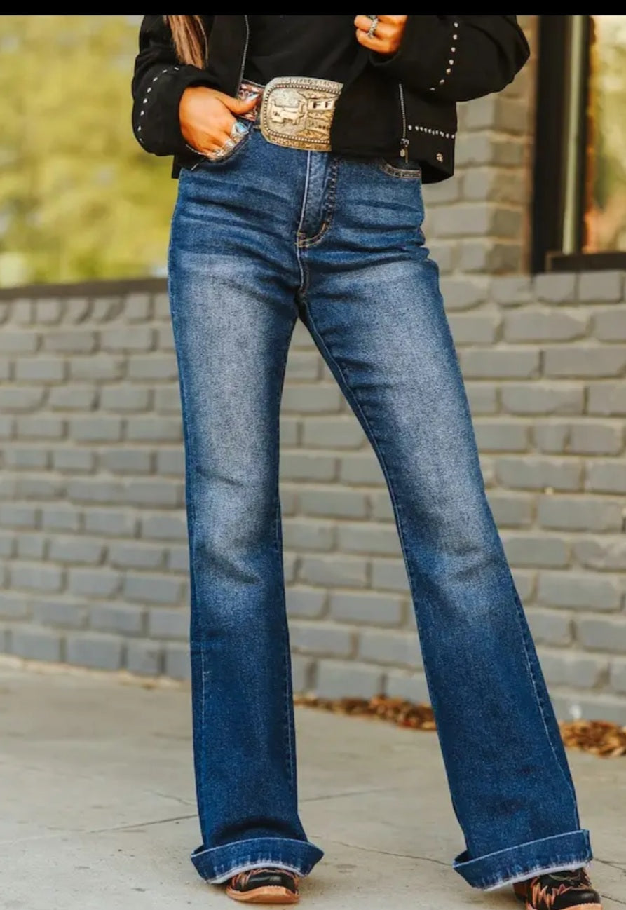 Lucky and Blessed Cattle Head High Rise Boot Cut Jeans