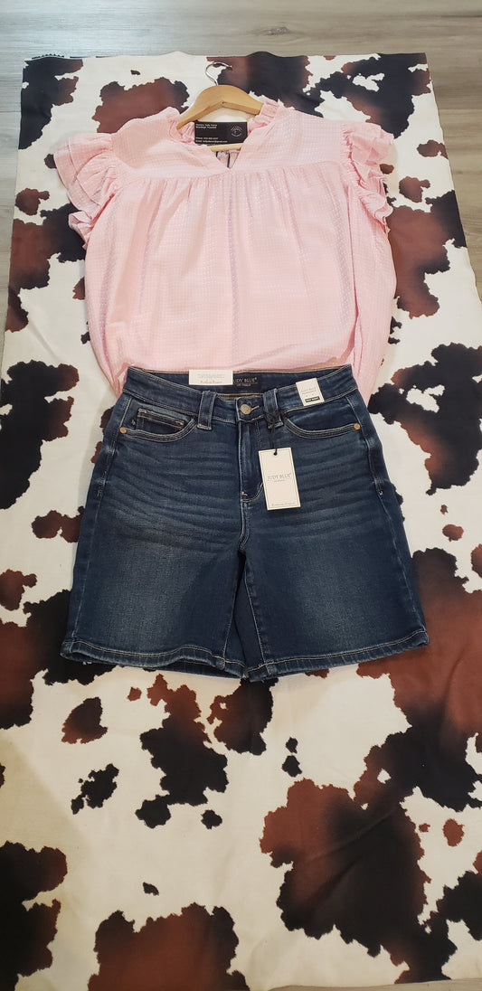 Judy Blue Jean Mid Rise Mid Length Shorts
